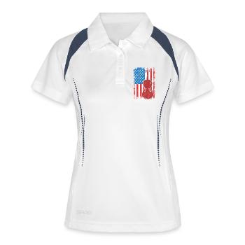 Patriotischer US Violinist - Frauen Polo atmungsaktiv - Weiß/Navy - Vorne