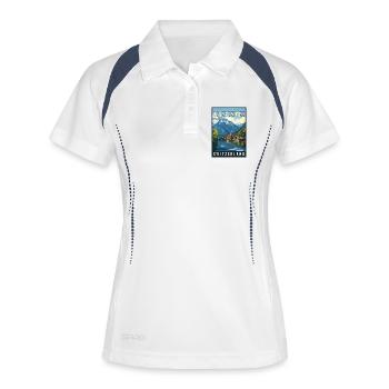 Entdecken Sie den alpinen Brienzersee in der Schweiz - Frauen Polo atmungsaktiv - Weiß/Navy - Vorne