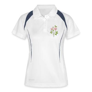 Blumen - Frauen Polo atmungsaktiv - Weiß/Navy - Vorne