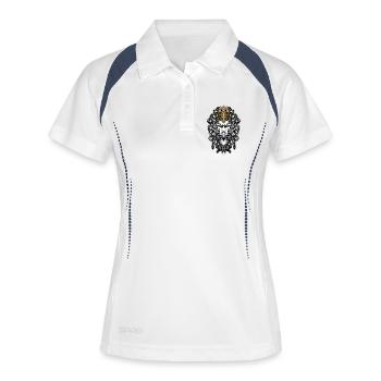 Medusa-Gorgon-Maske Gold und Weiß Mythologisch - Frauen Polo atmungsaktiv - Weiß/Navy - Vorne