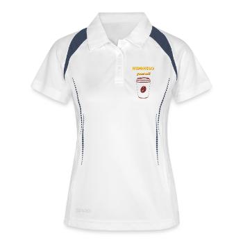 Espresso Yourself Kaffee Illustration - Frauen Polo atmungsaktiv - Weiß/Navy - Vorne
