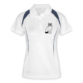 Chat Raquette - Polo respirant Femme - blanc/marine - Devant