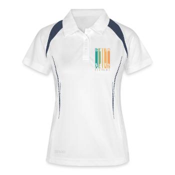 Retro Barres et Silhouettes Nostalgie - Polo respirant Femme - blanc/marine - Devant