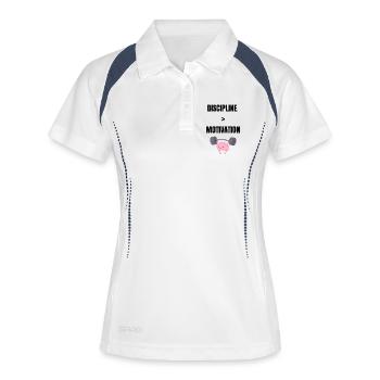 La discipline avant la motivation - Polo respirant Femme - blanc/marine - Devant