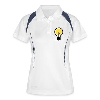 Ampoule, Électricien, Idée, Innovation - Polo respirant Femme - blanc/marine - Devant