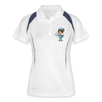 T-shirt infirmière kawaii humour café soignante ca - Polo respirant Femme - blanc/marine - Devant