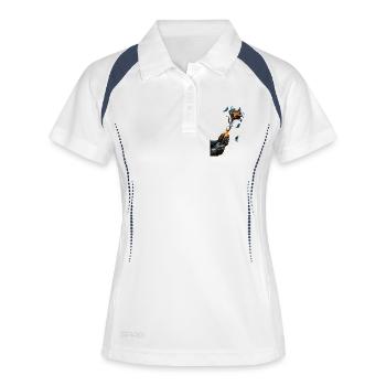 Fleur braise bleu électrique - Polo respirant Femme - blanc/marine - Devant