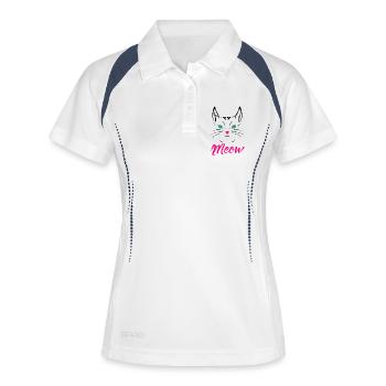 Süßes Katzenmiauen - Frauen Polo atmungsaktiv - Weiß/Navy - Vorne