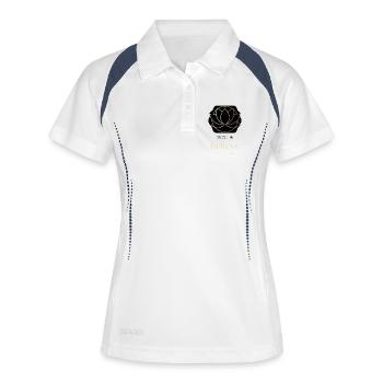 VERTRAUEN & GLAUBEN – Frieden ist deine Kraft - Frauen Polo atmungsaktiv - Weiß/Navy - Vorne
