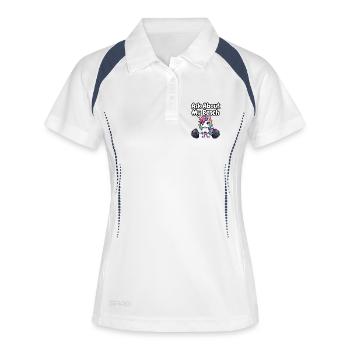 Frag nach meinem Bench Unicorn - Frauen Polo atmungsaktiv - Weiß/Navy - Vorne