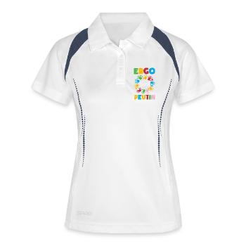 Ergotherapeutin Bunte Hände - Frauen Polo atmungsaktiv - Weiß/Navy - Vorne