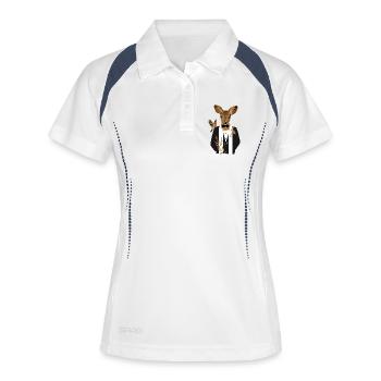 Reh im Smoking - Frauen Polo atmungsaktiv - Weiß/Navy - Vorne
