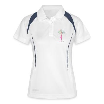 Baum Yoga Freiheit Silhouette Free your Mind - Frauen Polo atmungsaktiv - Weiß/Navy - Vorne