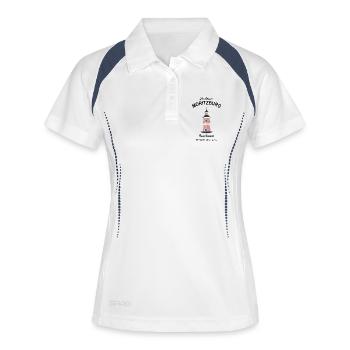 Leuchtturm Moritzburg Sachsen, Zeichnung - Frauen Polo atmungsaktiv - Weiß/Navy - Vorne