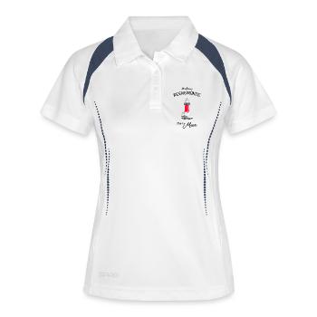 Leuchtturm Peenemünde, Ostsee, Meer, Handzeichnung - Frauen Polo atmungsaktiv - Weiß/Navy - Vorne
