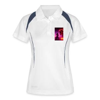 Abstrakte Totenkopf - Frauen Polo atmungsaktiv - Weiß/Navy - Vorne