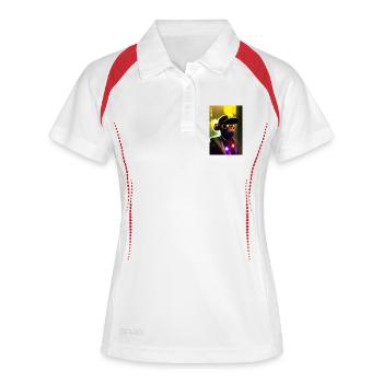 Cooler Affe mit Sonnenbrille - Frauen Polo atmungsaktiv - Weiß/Navy - Vorne
