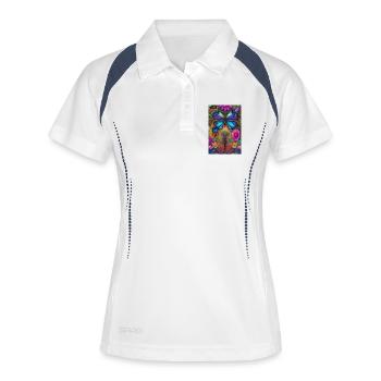 Fleurs et papillon - Polo respirant Femme - blanc/marine - Devant