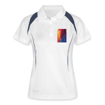 Abstrakte Kunst - Frauen Polo atmungsaktiv - Weiß/Navy - Vorne