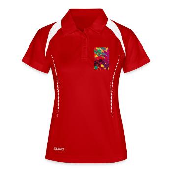 Abstrakte Kunst - Frauen Polo atmungsaktiv - Weiß/Navy - Vorne