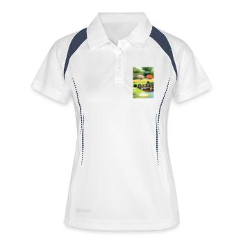 Chinesischer Zen Garten - Frauen Polo atmungsaktiv - Weiß/Navy - Vorne