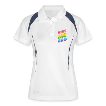 Mois de la fierté LGBTQ - Kiss Me Bro - Polo respirant Femme - blanc/marine - Devant