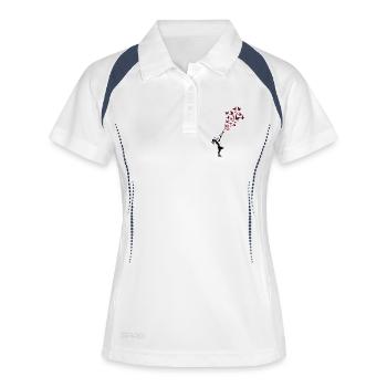 Fille au papillon trompette style art de rue - Polo respirant Femme - blanc/marine - Devant