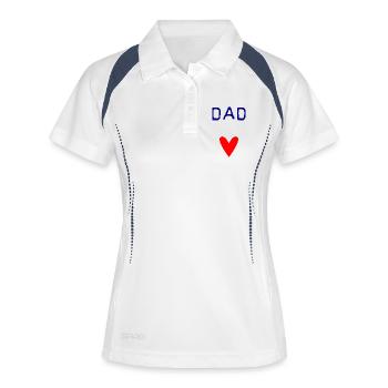 PAPA. FÊTE DES PÈRES. BONNE FÊTE PAPA. BONNE FÊTE. - Polo respirant Femme - blanc/marine - Devant