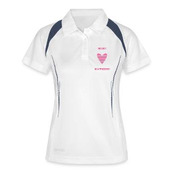 VIELEN DANK. GELIEBTE. MEISTER. DANKE HERRIN. VIELEN DANK. - Frauen Polo atmungsaktiv - Weiß/Navy - Vorne