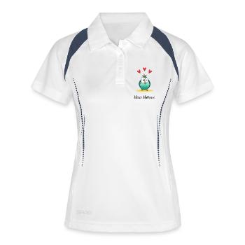 VIELEN DANK. GELIEBTE. DANKE HERRIN - Frauen Polo atmungsaktiv - Weiß/Navy - Vorne