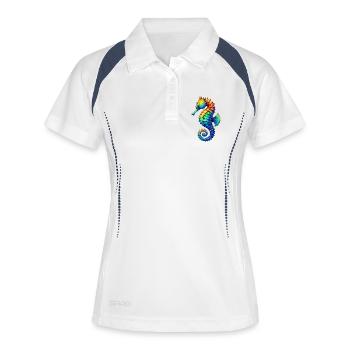 Seepferdchen - Frauen Polo atmungsaktiv - Weiß/Navy - Vorne