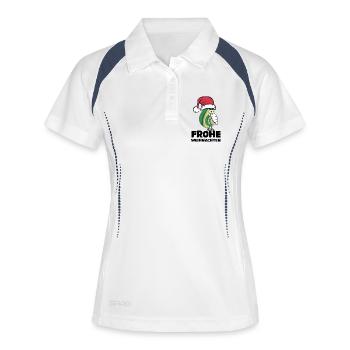 avocado frohe Weihnachten Bart comic cartoon Logo - Frauen Polo atmungsaktiv - Weiß/Navy - Vorne
