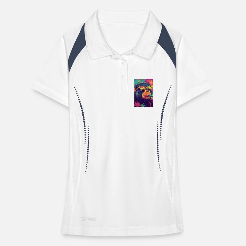 Psychedelischer Affe mit Sonnenbrille Frauen Polo atmungsaktiv