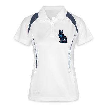 Katze - Frauen Polo atmungsaktiv - Weiß/Navy - Vorne