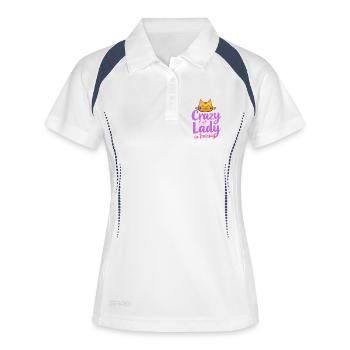 Dame folle des Chats - Crazy Cat Lady - Polo respirant Femme - blanc/marine - Devant