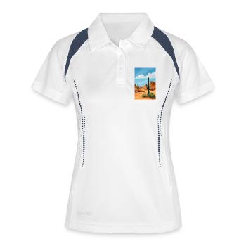 Poster Illustration Paysage de Désert - Polo respirant Femme - blanc/marine - Devant