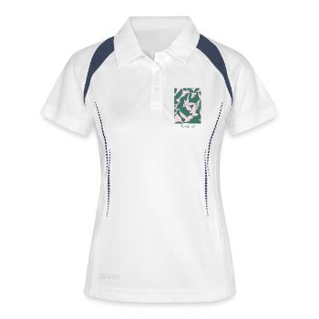 Fly High, Bird – Elegantes Vogel-Design - Frauen Polo atmungsaktiv - Weiß/Navy - Vorne