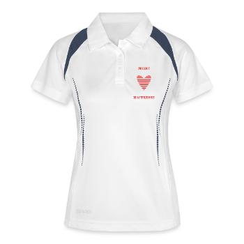 VIELEN DANK. GELIEBTE. HERZ. MEISTER. DANKE HERRIN. - Frauen Polo atmungsaktiv - Weiß/Navy - Vorne