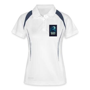 Mystic Wolf - Frauen Polo atmungsaktiv - Weiß/Navy - Vorne