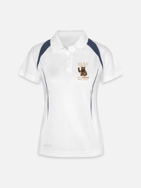 Devise de l’ours pour les braves - Polo respirant Femme - blanc/marine