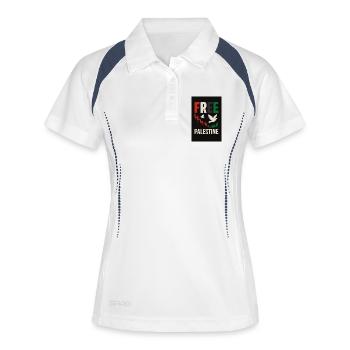 Paix pour la Palestine Conception éco-consciente - Polo respirant Femme - blanc/marine - Devant