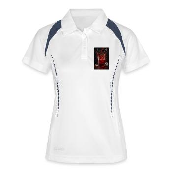 Energieshot mit Beeren und Eiswürfeln - Frauen Polo atmungsaktiv - Weiß/Navy - Vorne