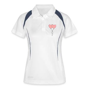 rosarotes Herz Herz rosa rot Geschenk Valentinstag - Frauen Polo atmungsaktiv - Weiß/Navy - Vorne