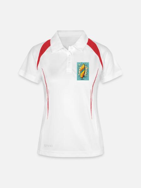 Surfboard with colorful stripes - Women's Polo breathable - white/navy