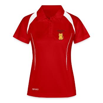 Illustration de dame chat folle - Polo respirant Femme - blanc/marine - Devant
