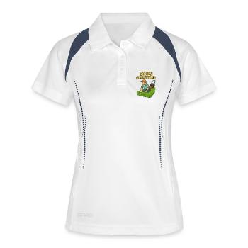 Rasenkosmetiker Humor Design - Frauen Polo atmungsaktiv - Weiß/Navy - Vorne