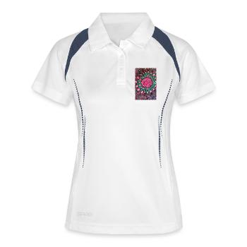 Himbeere - Frauen Polo atmungsaktiv - Weiß/Navy - Vorne