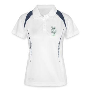 Citation motivante avec des éléments de voie navigable - Polo respirant Femme - blanc/marine - Devant