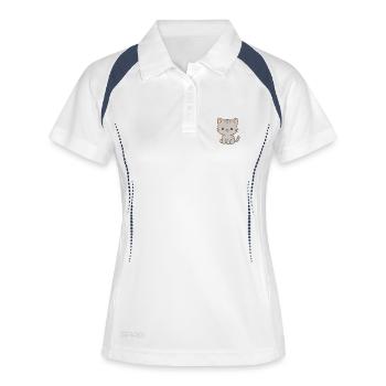 Niedliche Katze Elektrisches Muster Design - Frauen Polo atmungsaktiv - Weiß/Navy - Vorne