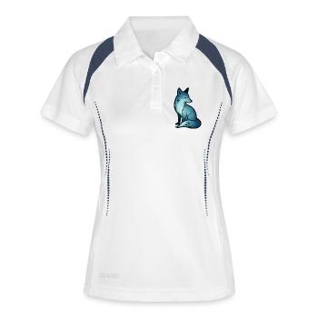 Seelentier und Wächterwesen: Fuchs - Frauen Polo atmungsaktiv - Weiß/Navy - Vorne